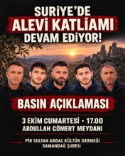 PSAKD Samandağ’dan Suriye’deki Alevi Katliamlarına Karşı Çağrı: 3 Ekim’de Abdullah Cömert Meydanı’nda Basın Açıklaması